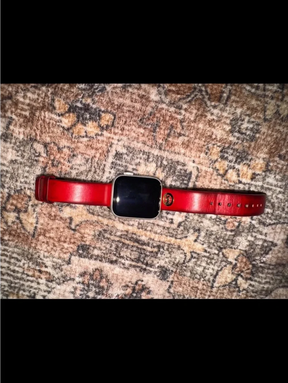Apple Watch SE 40mm Aluminum Case with Red Michael Kors Leather Strap